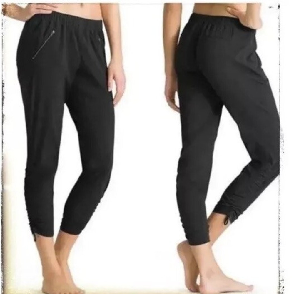 Athleta La Viva Pants Navy Blue Ruched Bungee Leg Joggers Womens Size Small